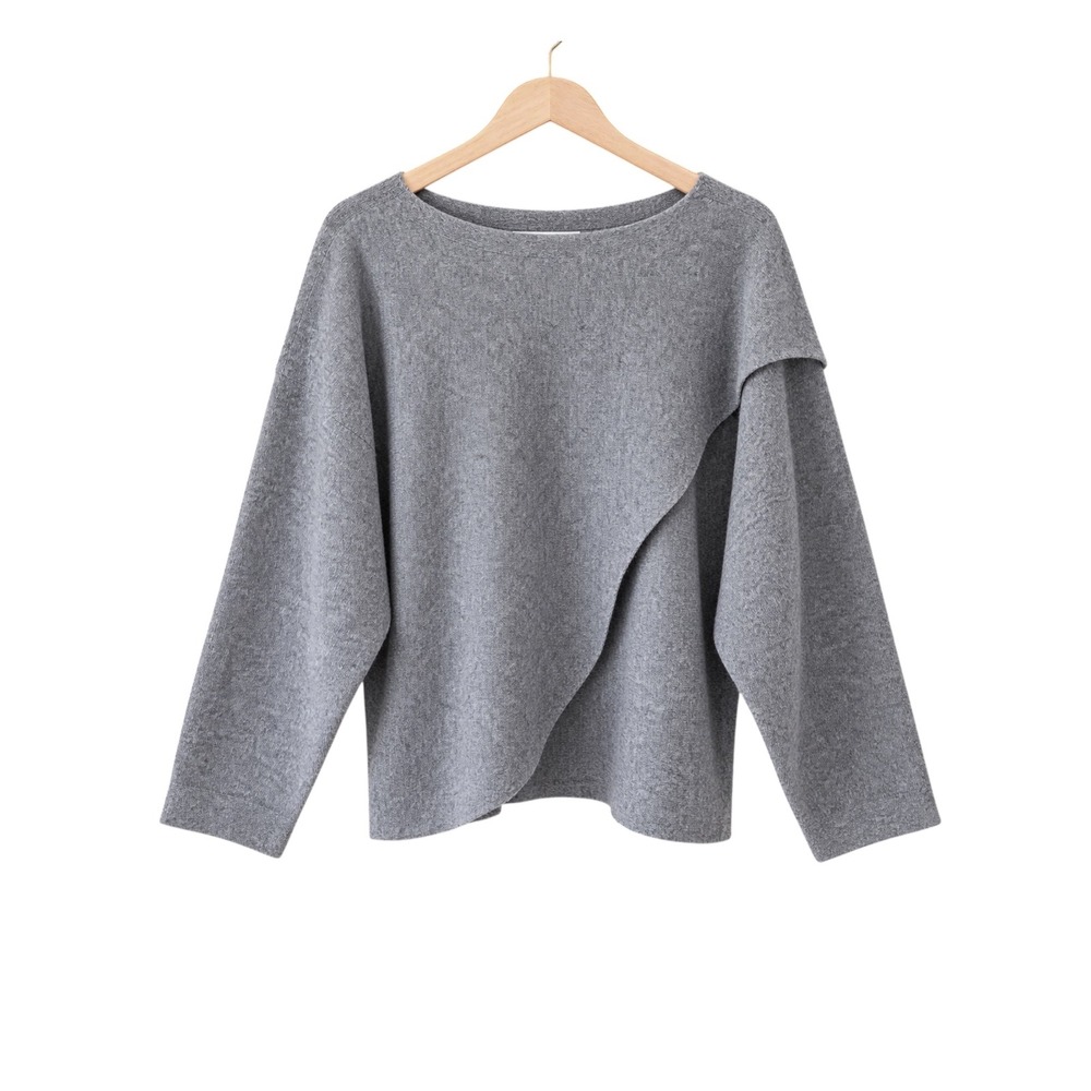 Saodimallsu Womens L Gray Oversized Batwing Pullover Sweater Dolman Sleeve NWT